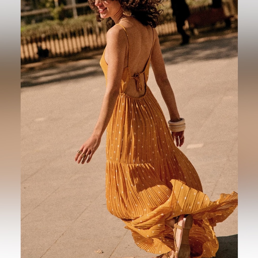 Sézane NWOT Hélène Dress in Yellow/Ecru Polka Dots Size 42/US 10